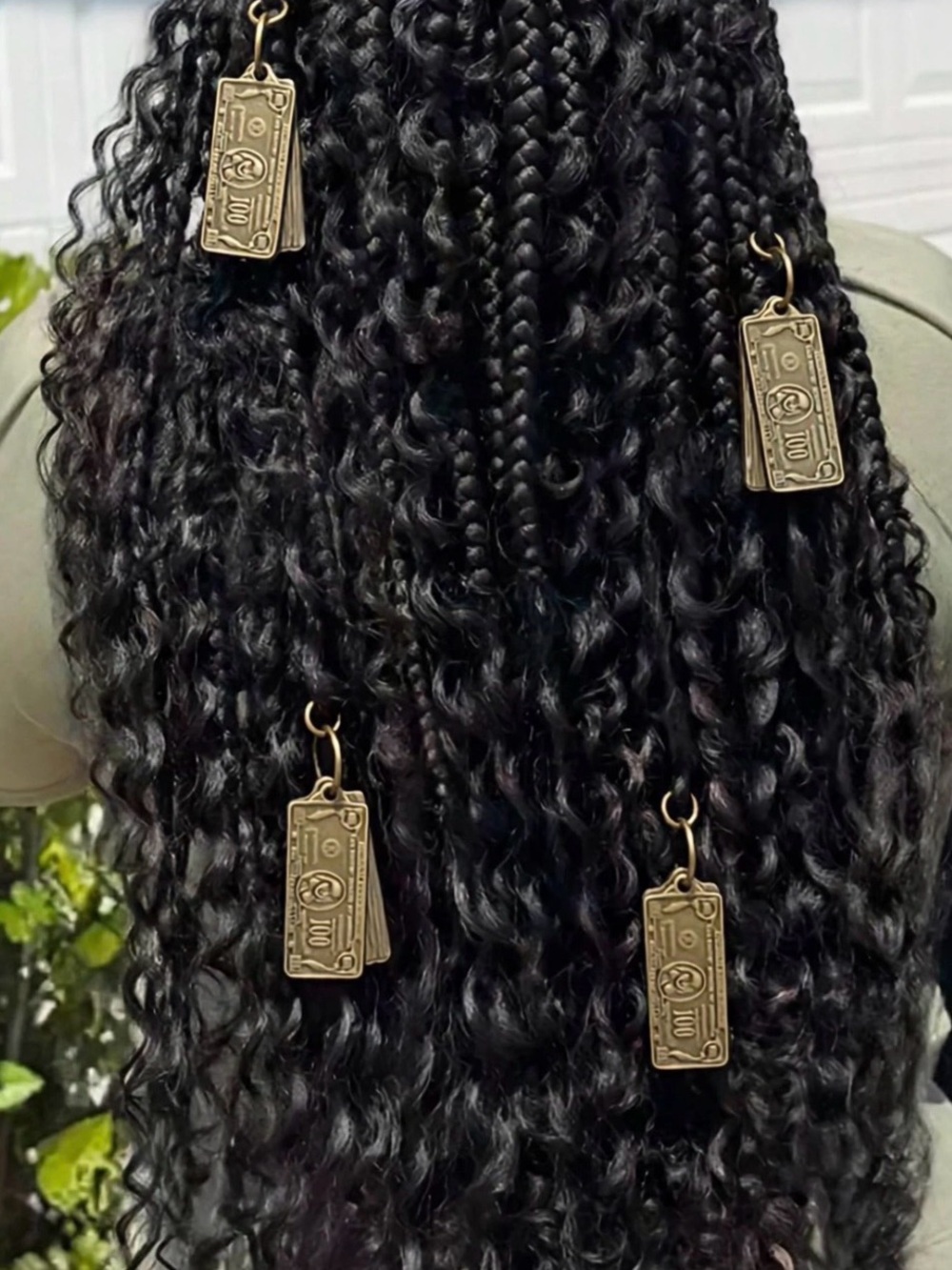 Lux Curly Crochet Braids with Gold Charm Accents - Black & Gold